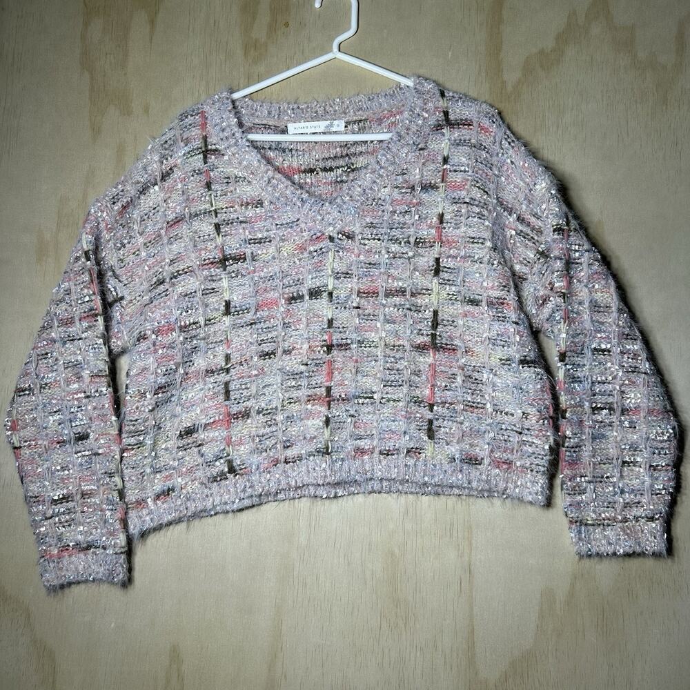 Altar’d State Confetti Cropped Knit Pullover Sweater‎ Size Small Party